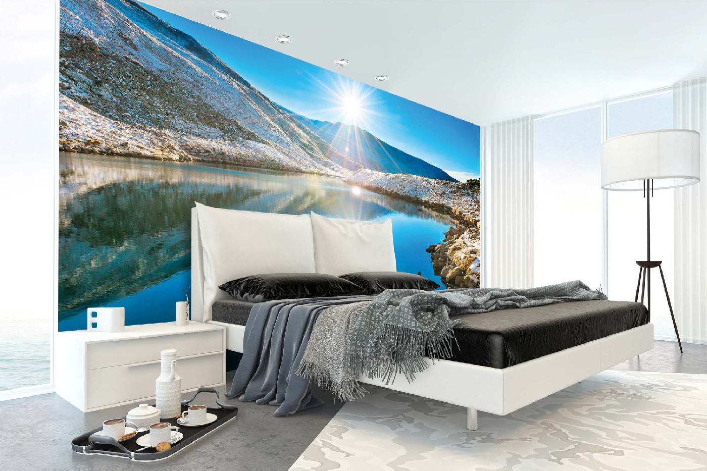 Samolepicí vliesová fototapeta Ledovcové jezero v horách 375 x 250 cm
