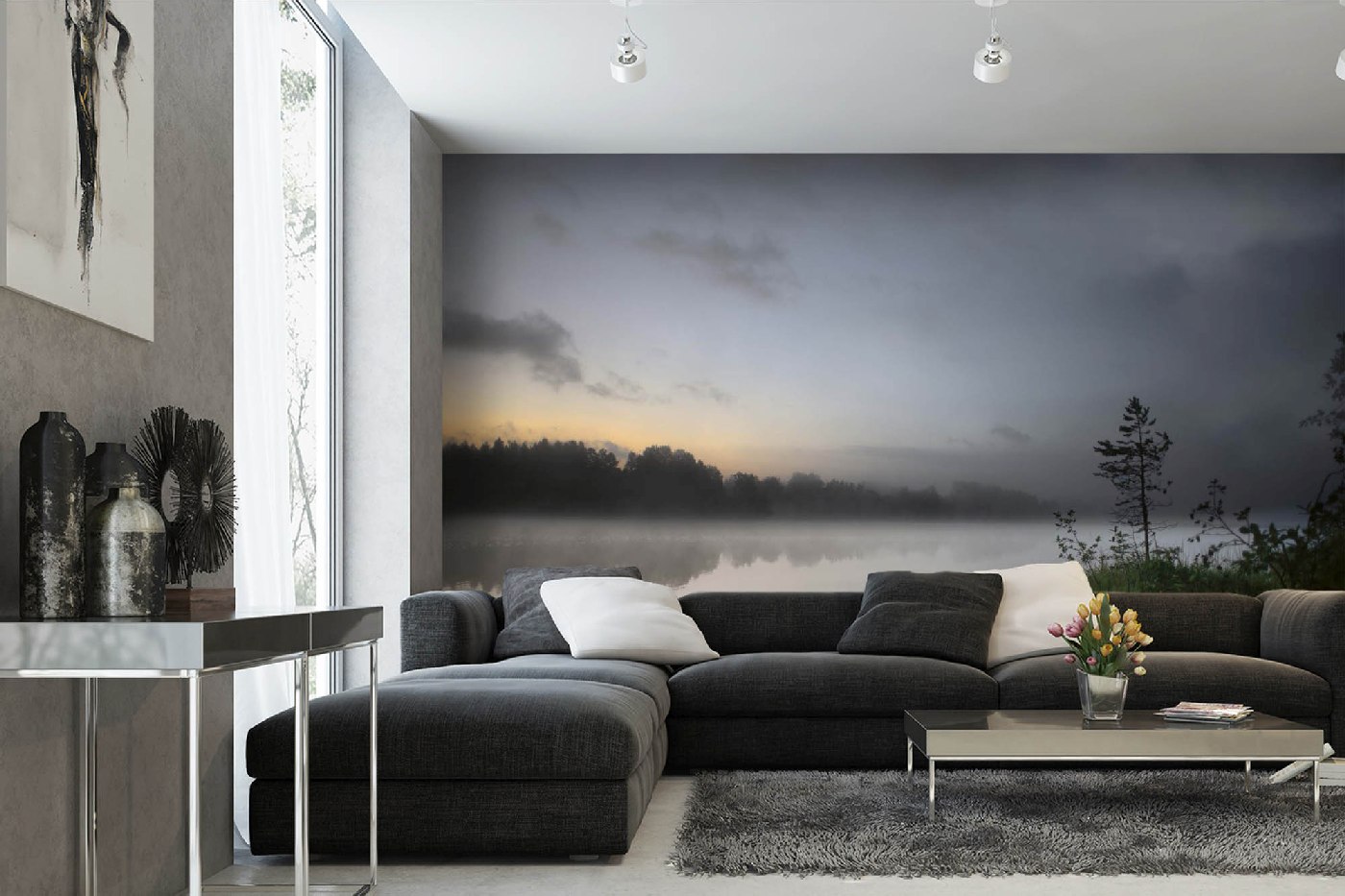 Samolepicí vliesová fototapeta Jezero ve Švédsku 375 x 250 cm