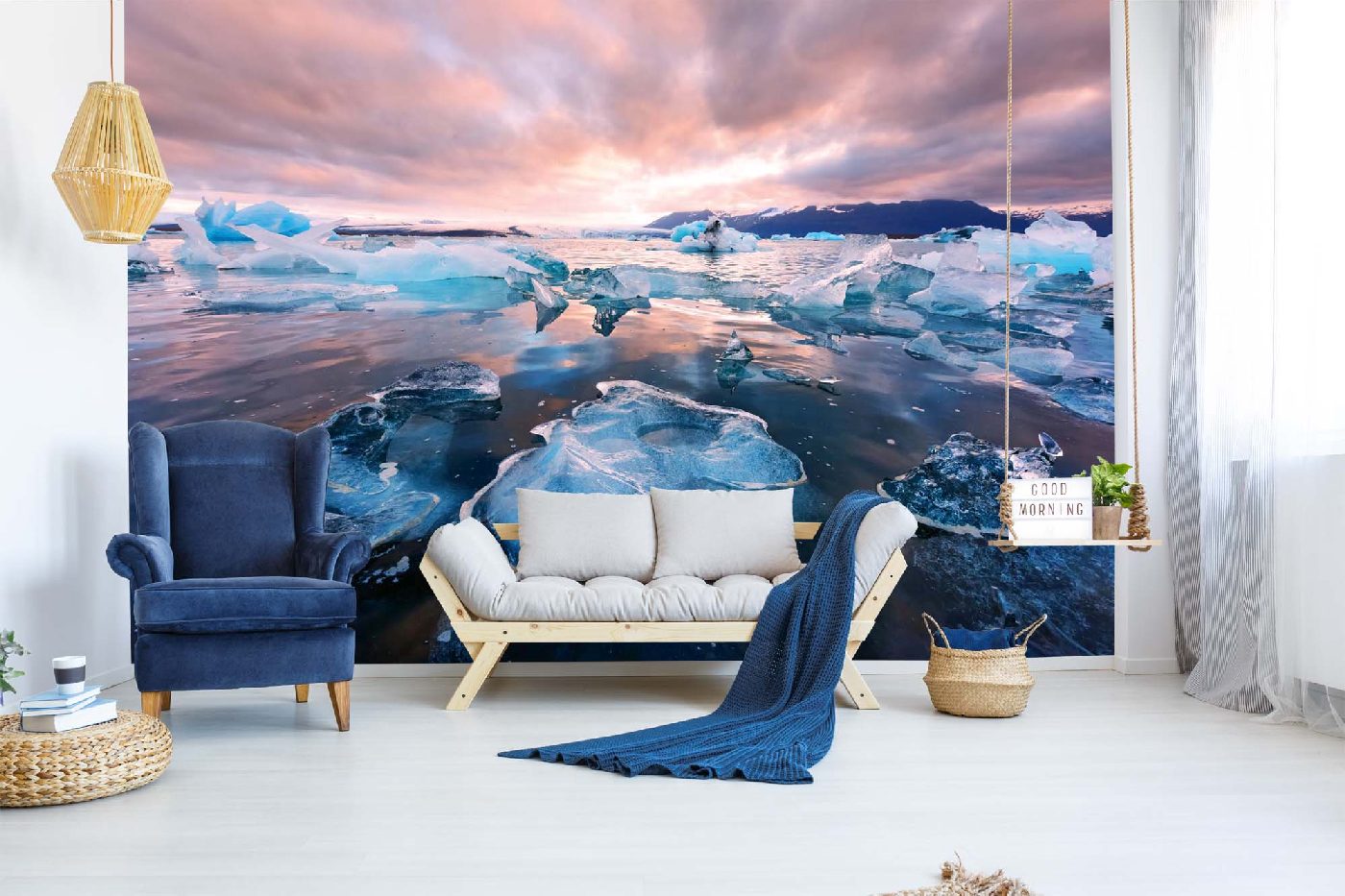 Samolepicí vliesová fototapeta Ledovcová laguna 375 x 250 cm