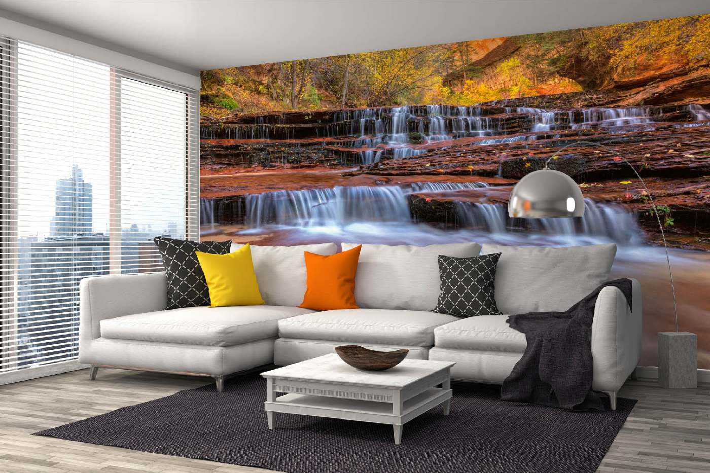 Samolepicí vliesová fototapeta Vodopády na podzim 375 x 250 cm