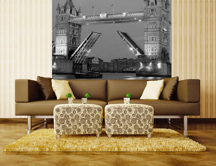 L-306 Vliesové fototapety na zeď Tower Bridge šedý - 220 x 220 cm