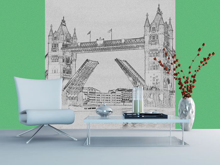 L-307 Vliesové fototapety na zeď Tower Bridge černobílá kresba - 220 x 220 cm