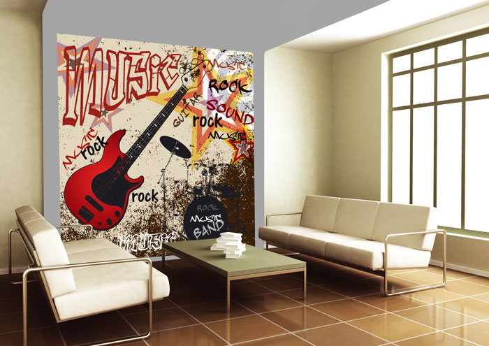 L-431 Vliesové fototapety na zeď Červená kytara - 220 x 220 cm