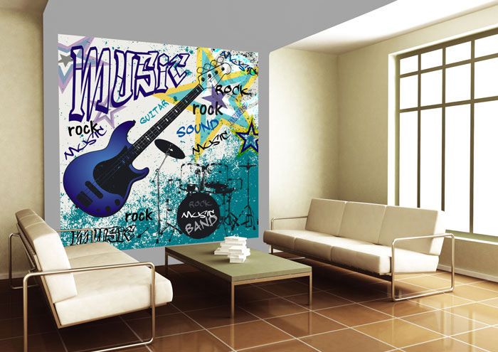 L-432 Vliesové fototapety na zeď Modrá kytara - 220 x 220 cm