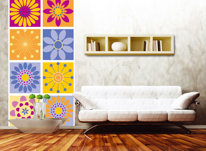 S-349 Vliesové fototapety na zeď Koláž barevných květin - 110 x 220 cm