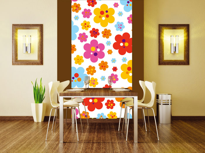 S-354 Vliesové fototapety na zeď Drobné barevné květiny - 110 x 220 cm