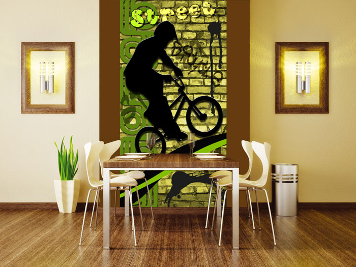 S-429 Vliesové fototapety na zeď Zelený cyklista - 110 x 220 cm
