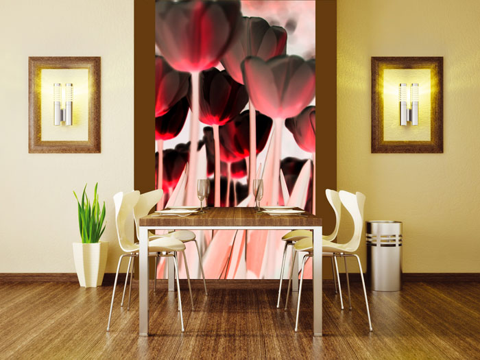 S-489 Vliesové fototapety na zeď Tulipány v červeném - 110 x 220 cm