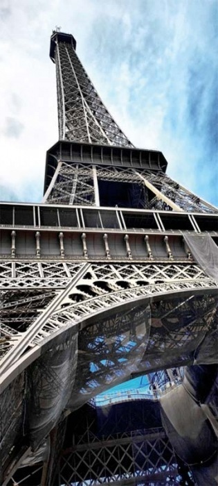 DL-049 Samolepicí fototapeta na dveře Eiffelova věž 95 x 210 cm