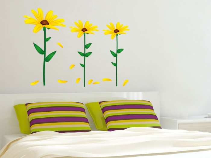 ST1 011 Samolepicí dekorace na zeď - Žluté květiny 50 x 70 cm