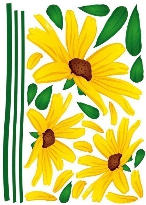 ST1 011 Samolepicí dekorace na zeď - Žluté květiny 50 x 70 cm