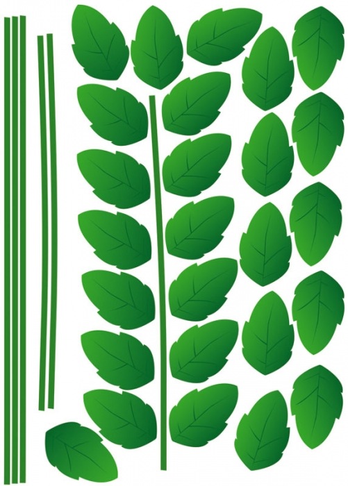 ST1 014 Samolepicí dekorace na zeď - Zelená rostlina 50 x 70 cm