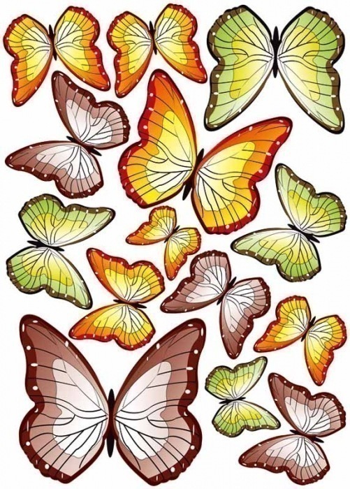 ST1 015 Samolepicí dekorace na zeď - Motýlci 50 x 70 cm