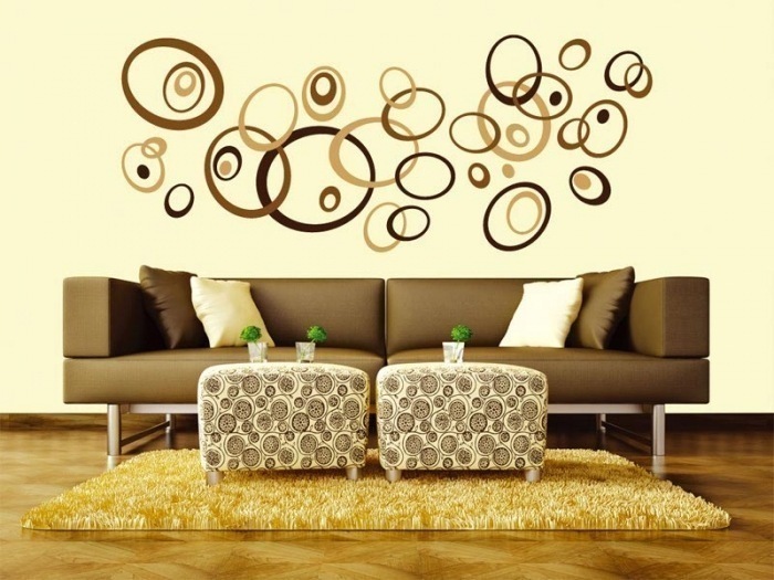 ST1 019 Samolepicí dekorace na zeď - Hnědé kruhy 50 x 70 cm