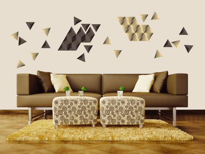 ST1 023 Samolepicí dekorace na zeď - Trojúhelníky 50 x 70 cm