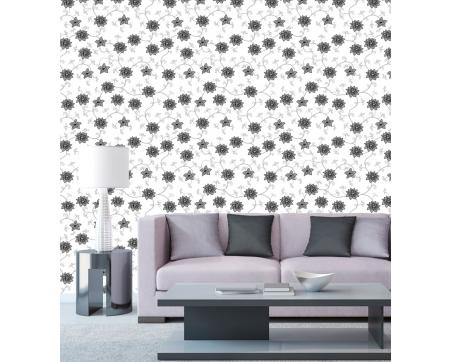 Luxusní vliesová tapeta Černobílý květinový vzor