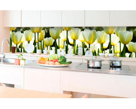 Fototapeta do kuchyně - Bílé tulipány 350 x 60 cm