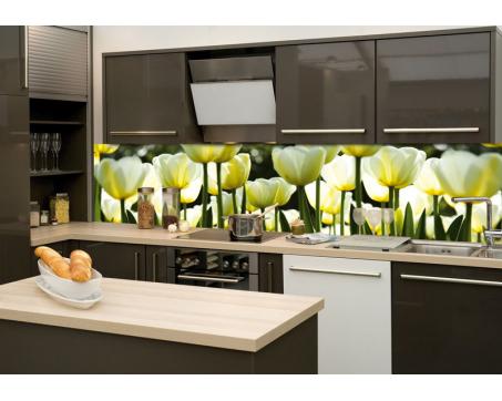 KI-260-009 Fototapeta do kuchyně - Bílé tulipány 260 x 60 cm