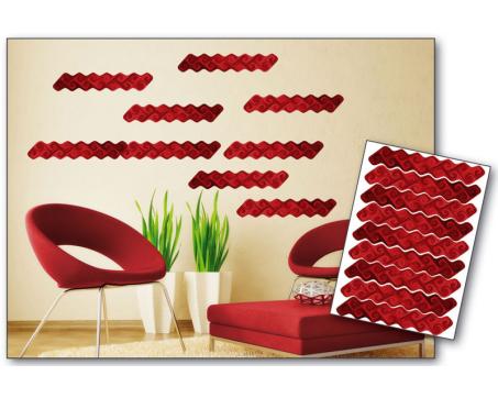 ST1 026 Samolepicí dekorace na zeď - Červené vlny 50 x 70 cm