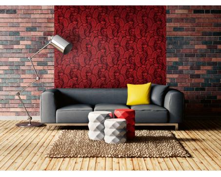 Luxusní vliesová tapeta Červená mozaika z listů