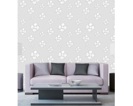 Luxusní vliesová tapeta Šedé minimalistické květy