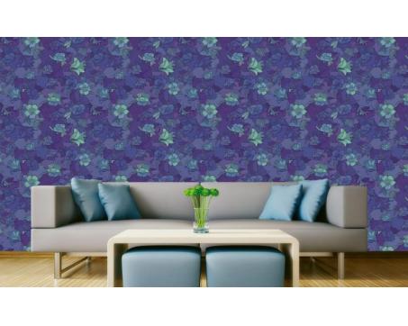 Luxusní vliesová tapeta Modrá květinová vitráž