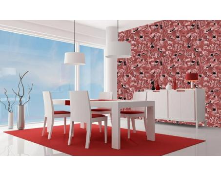 Luxusní vliesová tapeta Červený květinový patchwork