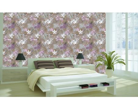 Luxusní vliesová tapeta Hnědý květinový patchwork
