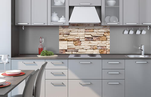 Dibond za kuchyňskou linku Kamenná zeď - 100x60 cm + LEPIDLO ZDARMA