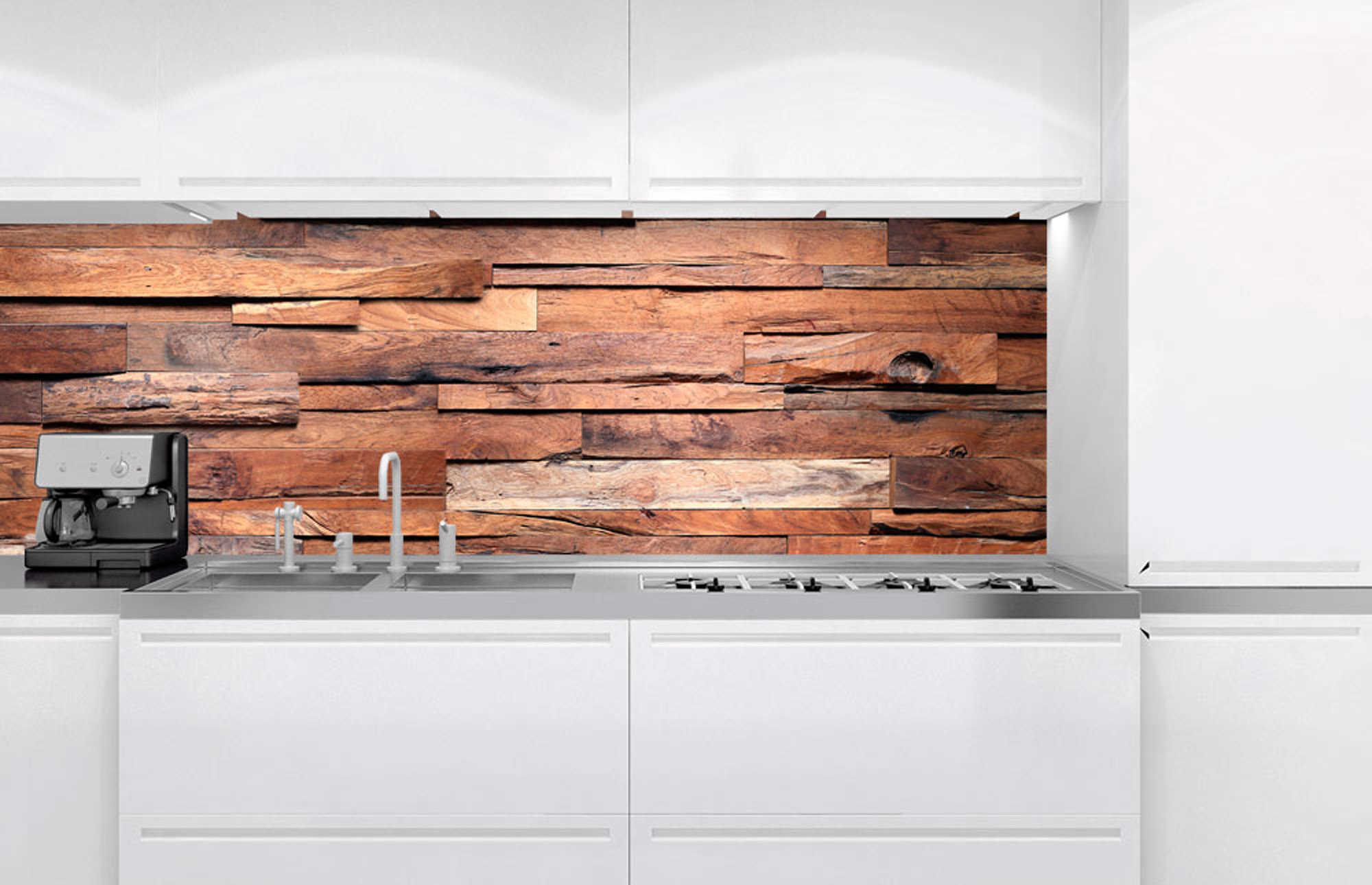Plexisklo za kuchyňskou linku Dřevěná zeď - 180x60 cm + LEPIDLO ZDARMA