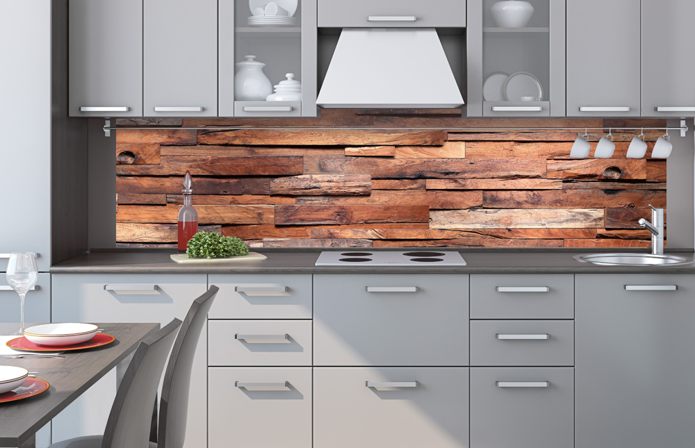 Plexisklo za kuchyňskou linku Dřevěná zeď - 240x60 cm + LEPIDLO ZDARMA