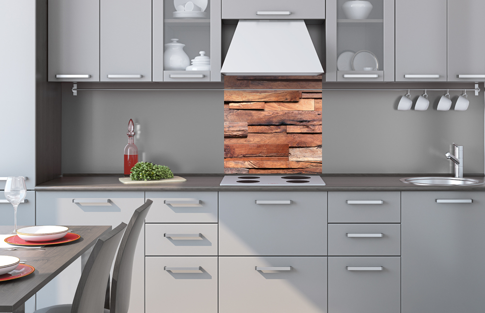 Plexisklo za kuchyňskou linku Dřevěná zeď - 60x60 cm + LEPIDLO ZDARMA