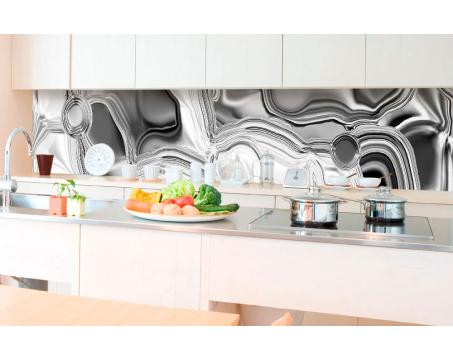 Fototapeta do kuchyně - Kapalné chromové stříbro 350 x 60 cm