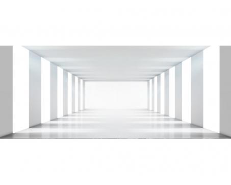 Panoramatická vliesová fototapeta 3D bílá chodba 375 x 150 cm