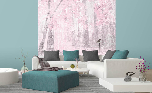 Vliesová fototapeta Abstrakt růžový les 225 x 250 cm