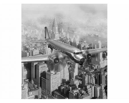 Vliesová fototapeta Letadlo nad městem 225 x 250 cm