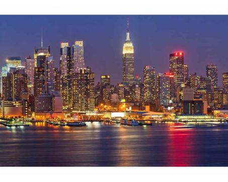 Samolepicí vliesová fototapeta Manhattan v noci 375 x 250 cm