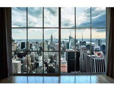 Samolepicí vliesová fototapeta Pohled z okna na Manhattan 375 x 250 cm