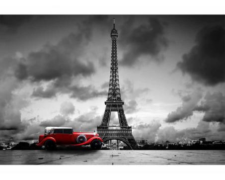 Samolepicí vliesová fototapeta Retro auto v Paříží 375 x 250 cm