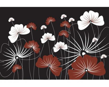 Samolepicí vliesová fototapeta Květiny na černém pozadí 375 x 250 cm