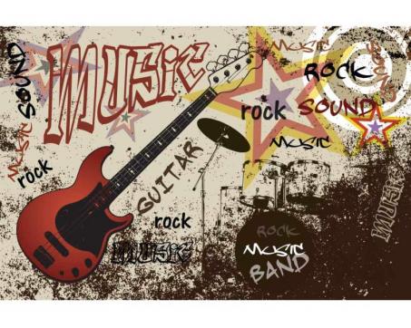 Samolepicí vliesová fototapeta Červená kytara 375 x 250 cm