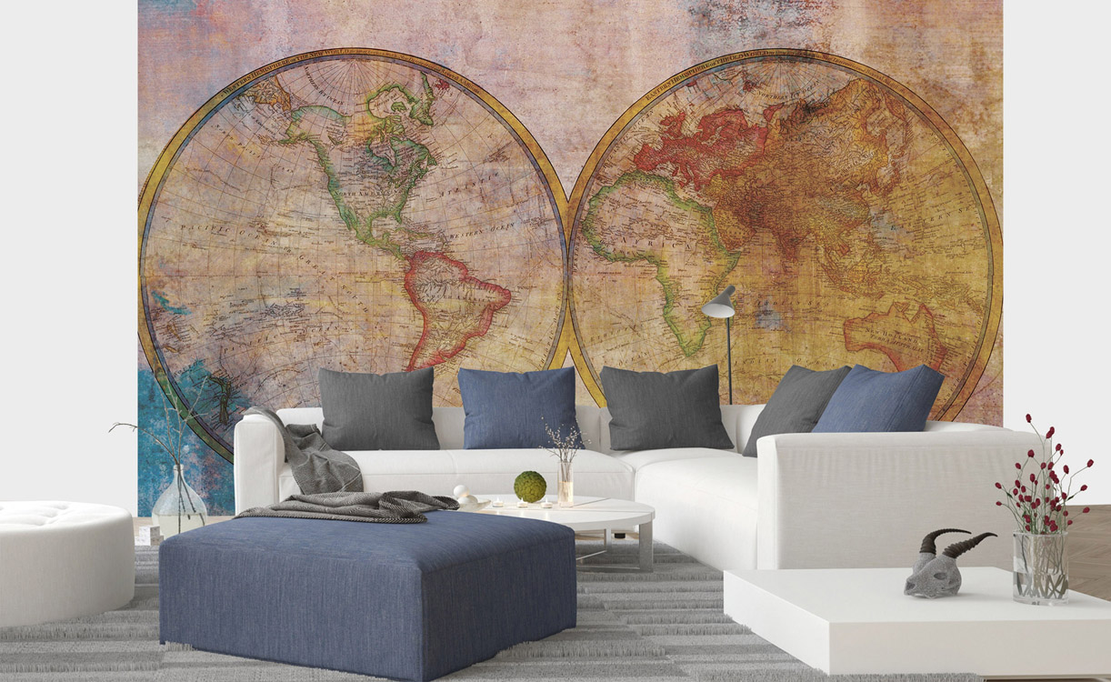 Samolepicí vliesová fototapeta Abstrakt mapa světa II. 375 x 250 cm