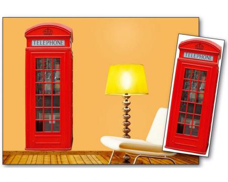 ST2 009 Samolepicí dekorace na zeď - Britská telefonní budka 65 x 165 cm