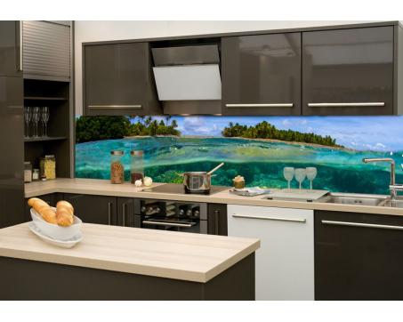 Skleněná stěna za kuchyňskou linku - Fotosklo Korálový útes