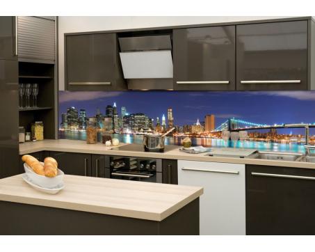 Skleněná stěna za kuchyňskou linku - Fotosklo Manhattan