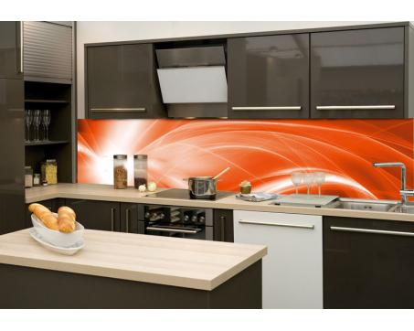 Skleněná stěna za kuchyňskou linku - Fotosklo Oranžový abstrakt