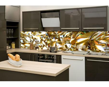 Skleněná stěna za kuchyňskou linku - Fotosklo Zlatý krystal