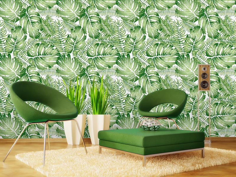 Luxusní vliesová tapeta Zelené listy fíkusu