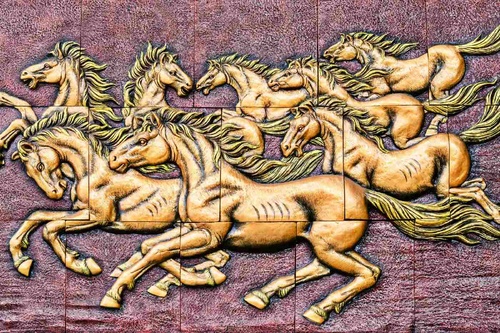 Vliesová fototapeta Thajský reliéf koně 375 x 250 cm