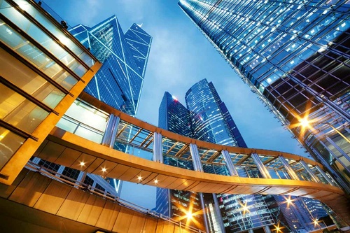 Vliesová fototapeta Kancelářské budovy, Hongkong 375 x 250 cm